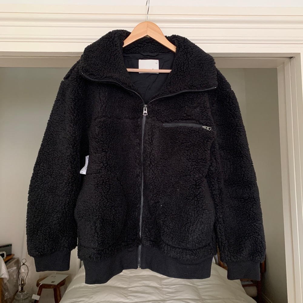 Aritzia Wilfred Free black teddy coat, brand new with tags